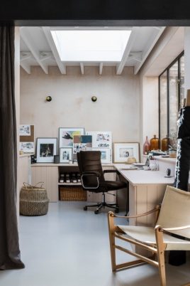 Interior shot of study with polished concrete floor