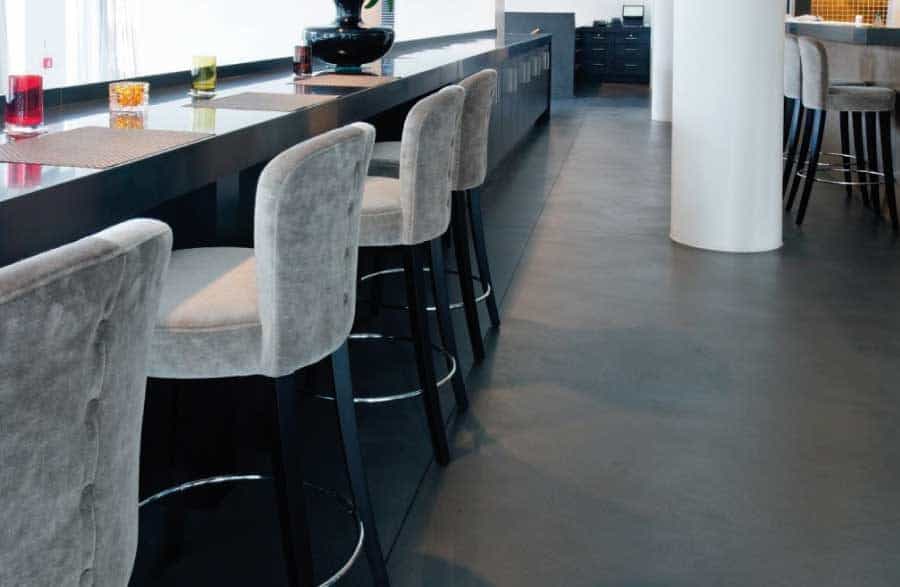 Polished concrete floor in a restaurant
