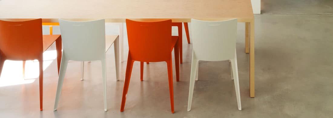 Polished concrete dining room floor