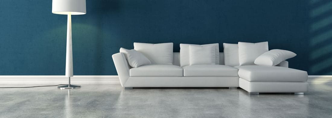 Polished concrete living room floor