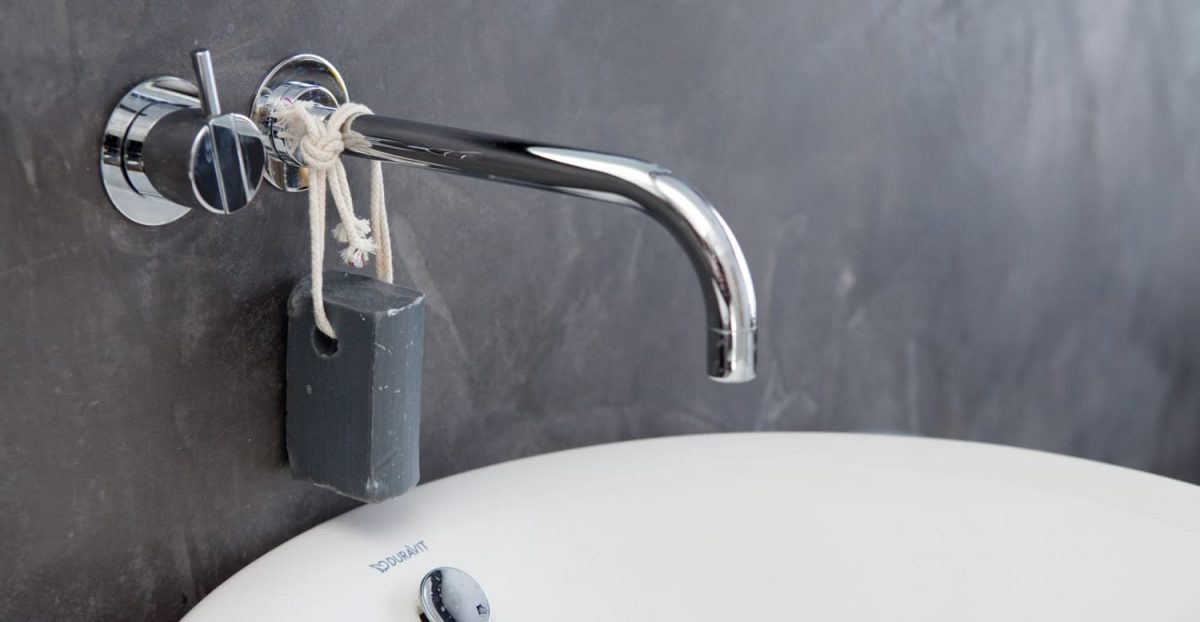 Polished concrete wall in bathroom