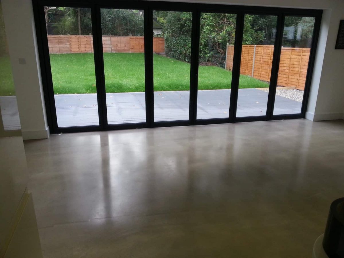 polished concrete floor in a private residence in Surrey