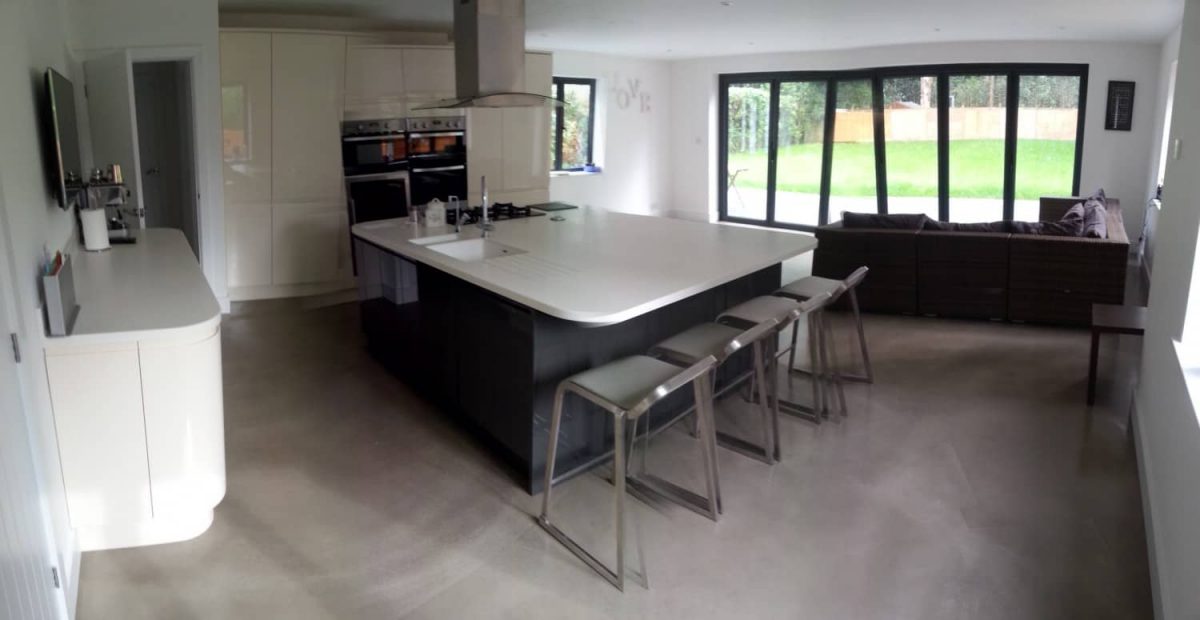 polished concrete floor in a private residence in Surrey