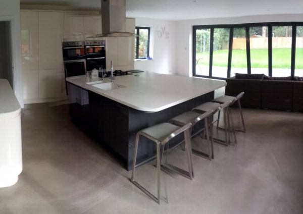 polished concrete floor in a private residence in Surrey