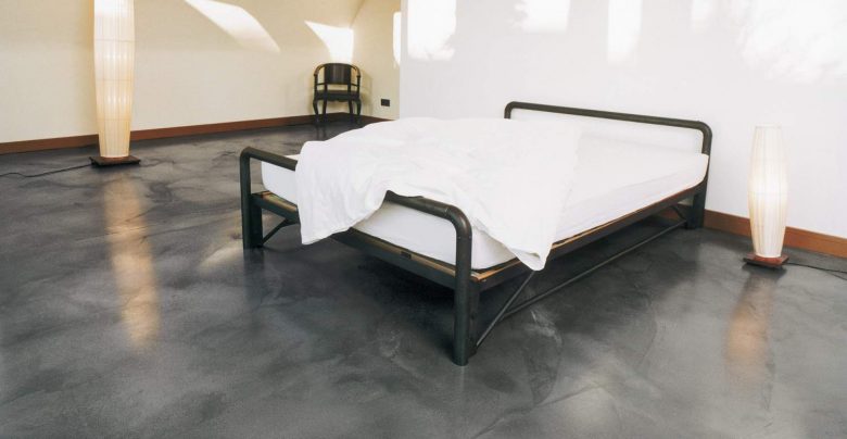 Bedroom floor with cement based overlay