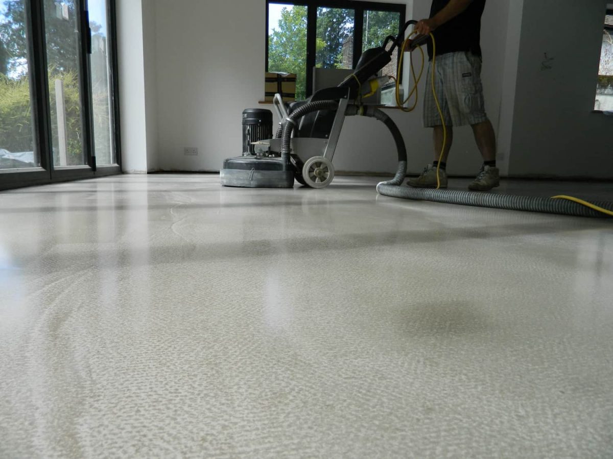 polished concrete floor in a private residence in Surrey