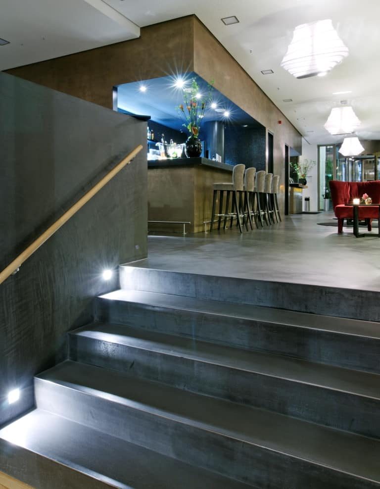Polished concrete laid on stairs