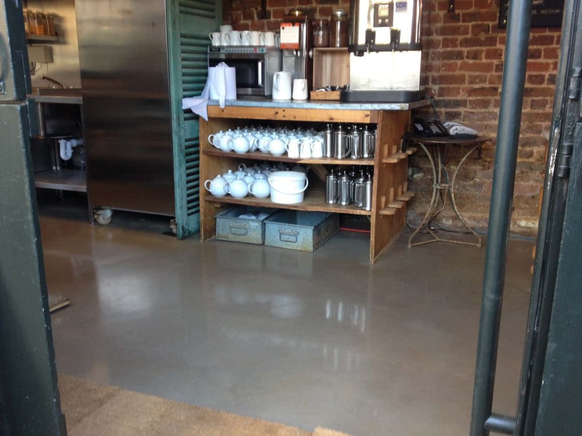 Polished concrete floor in Petersham Nursery, Richmond