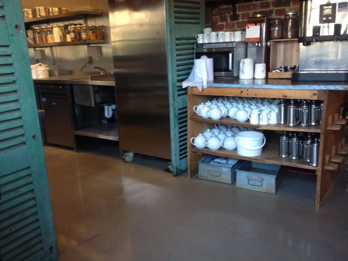 Polished concrete floor in Petersham Nursery, Richmond