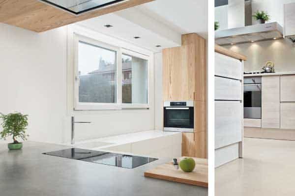 Polished concrete kitchen floor